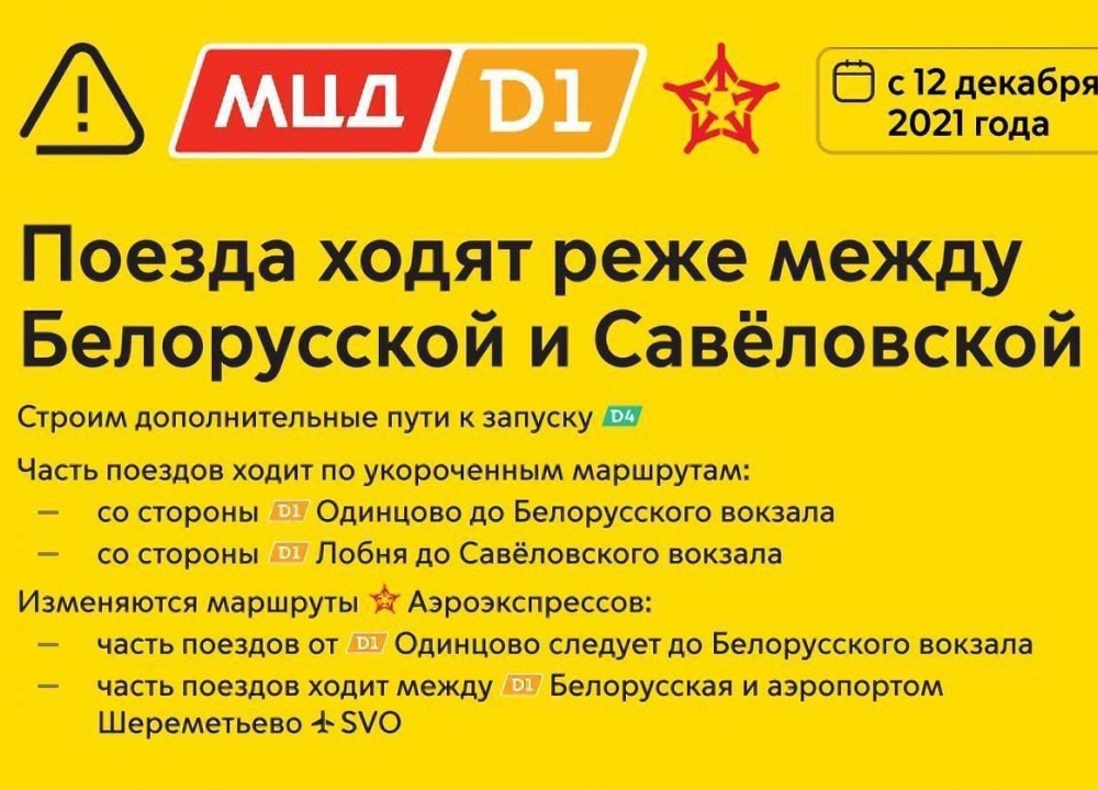 Изменения графика на  МЦД D1